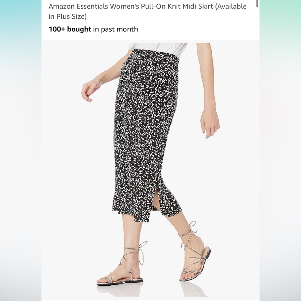 Amazon Essentials Women's Black and White Knit Midi Skirt size small